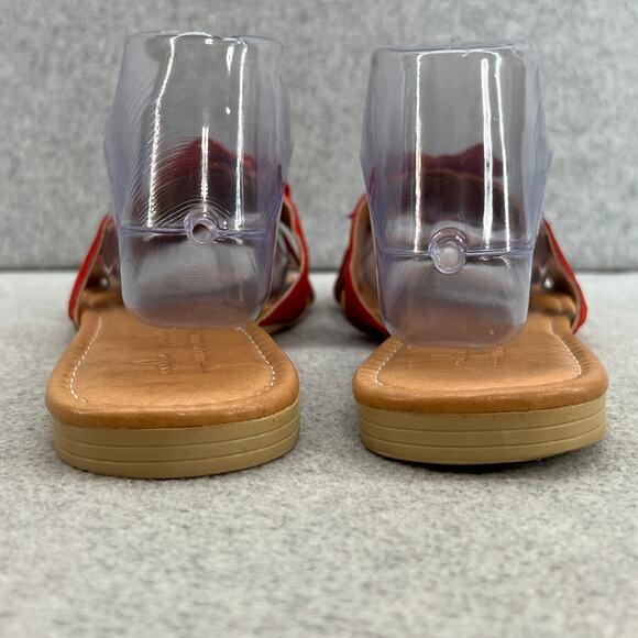 Mila Paoli Floral Suede Leather Slip On Flat Slide Sandal-Red Flower-Women 9.5 - Picture 8 of 13